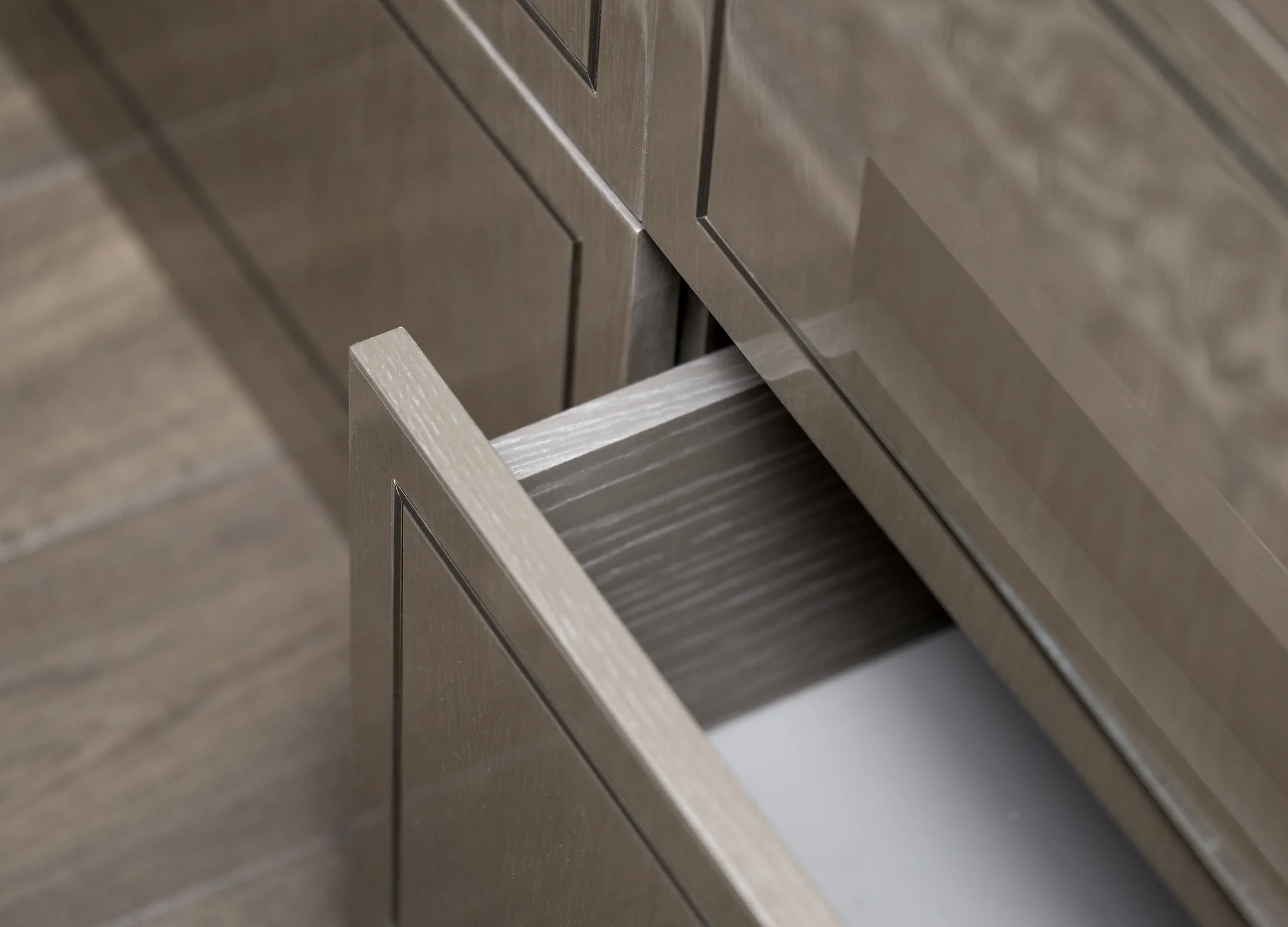 Lower drawer and cabinet detail
