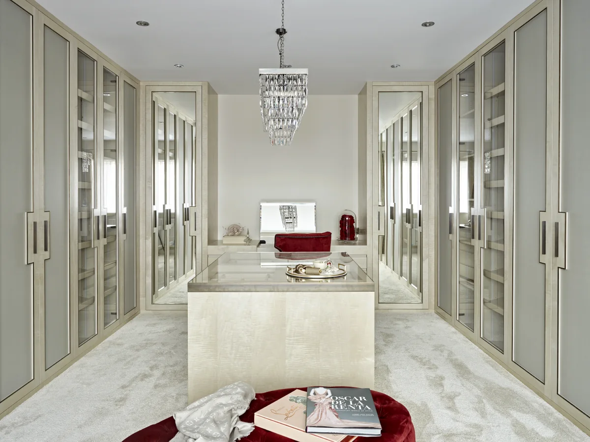 Front view of walk-in wardrobe