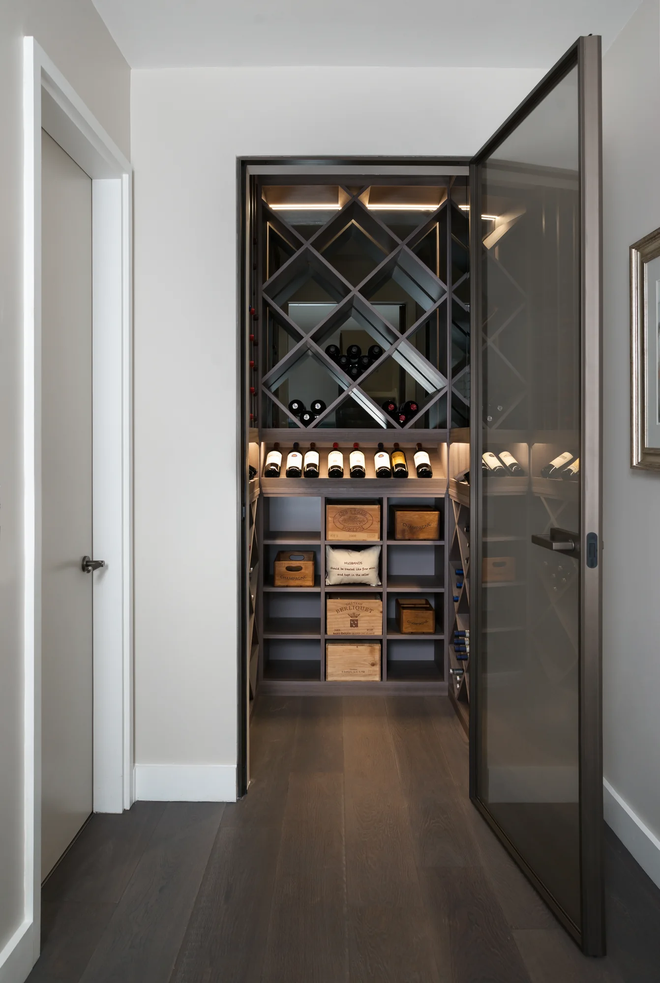 Doorway view of wine cellar