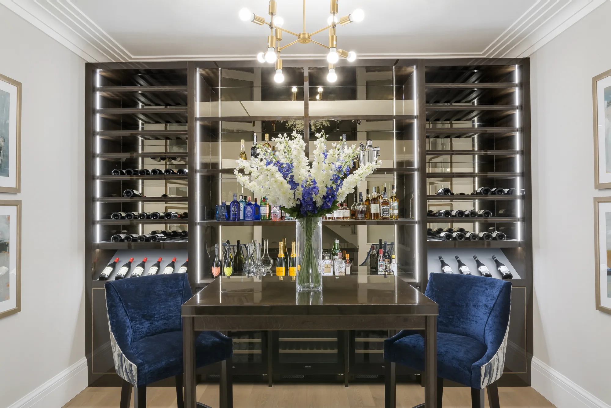 Wine cellar interior with fitted bottle storage